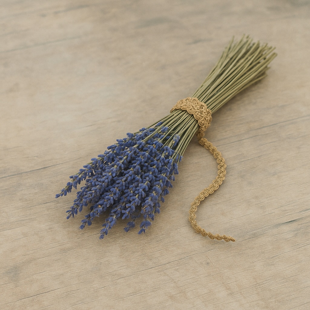 Vintage Lavanta Demeti - Çuval bezi ve vintage kurdelelerle sarılmış kurutulmuş lavanta